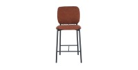 Chaise de comptoir RITA – Tissu marron rouille – Pieds en métal noir – Hauteur 99 cm – Style design/industriel