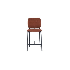 Chaise de comptoir RITA – Tissu marron rouille – Pieds en métal noir – Hauteur 99 cm – Style design/industriel