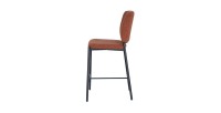 Chaise de comptoir RITA – Tissu marron rouille – Pieds en métal noir – Hauteur 99 cm – Style design/industriel