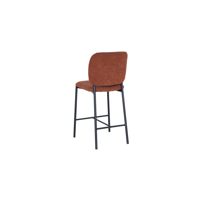 Chaise de comptoir RITA – Tissu marron rouille – Pieds en métal noir – Hauteur 99 cm – Style design/industriel