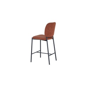 Chaise de comptoir RITA – Tissu marron rouille – Pieds en métal noir – Hauteur 99 cm – Style design/industriel