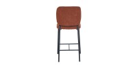 Chaise de comptoir RITA – Tissu marron rouille – Pieds en métal noir – Hauteur 99 cm – Style design/industriel
