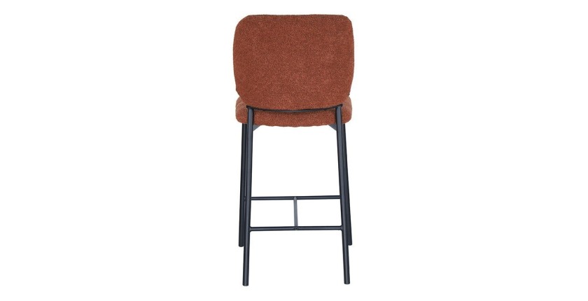 Chaise de comptoir RITA – Tissu marron rouille – Pieds en métal noir – Hauteur 99 cm – Style design/industriel