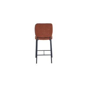 Chaise de comptoir RITA – Tissu marron rouille – Pieds en métal noir – Hauteur 99 cm – Style design/industriel