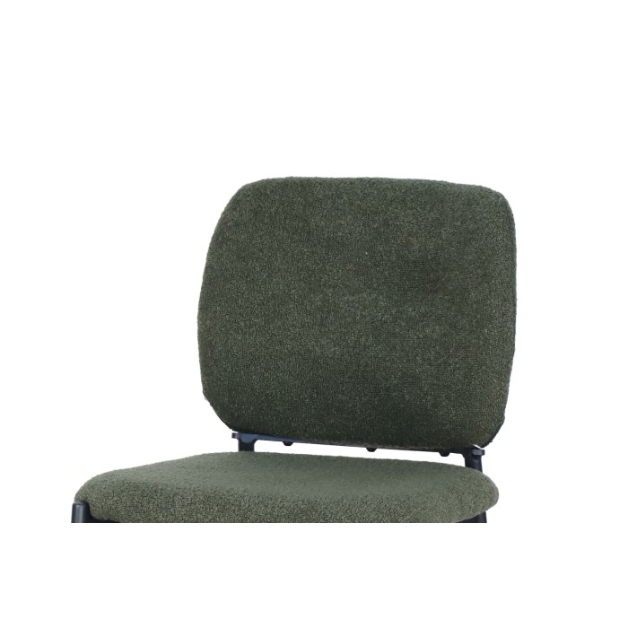 Sedia da bancone RITA – Tessuto verde – Gambe in metallo nero – Altezza 99 cm – Stile design/industriale