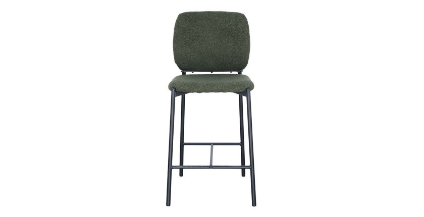 Counterstoel RITA – Groene stof – Zwarte metalen poten – Hoogte 99 cm – Design/industriële stijl