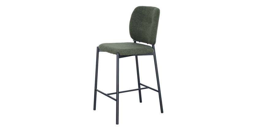 Counterstoel RITA – Groene stof – Zwarte metalen poten – Hoogte 99 cm – Design/industriële stijl