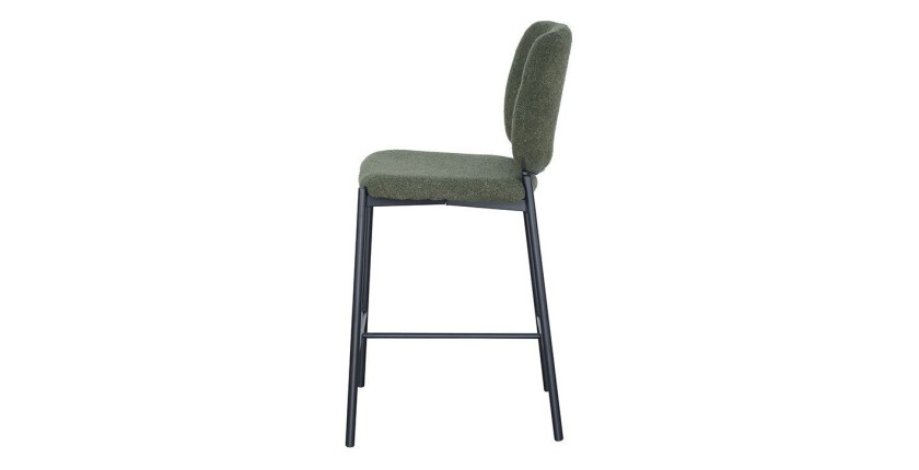 Counterstoel RITA – Groene stof – Zwarte metalen poten – Hoogte 99 cm – Design/industriële stijl
