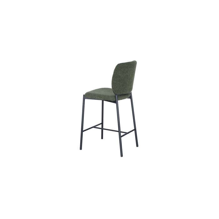 Sedia da bancone RITA – Tessuto verde – Gambe in metallo nero – Altezza 99 cm – Stile design/industriale