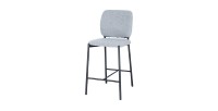Sedia da bancone RITA – Tessuto grigio chiaro – Piedi in metallo nero – Altezza 99 cm – Stile design/industriale