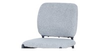 Sedia da bancone RITA – Tessuto grigio chiaro – Piedi in metallo nero – Altezza 99 cm – Stile design/industriale