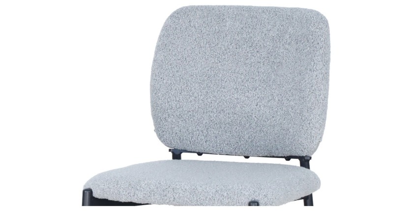 Sedia da bancone RITA – Tessuto grigio chiaro – Piedi in metallo nero – Altezza 99 cm – Stile design/industriale