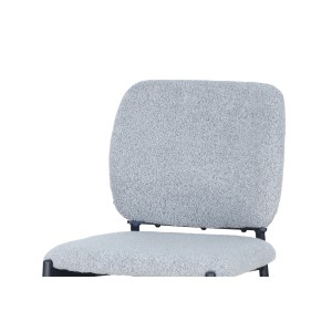 Sedia da bancone RITA – Tessuto grigio chiaro – Piedi in metallo nero – Altezza 99 cm – Stile design/industriale