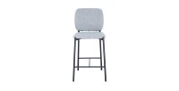 Sedia da bancone RITA – Tessuto grigio chiaro – Piedi in metallo nero – Altezza 99 cm – Stile design/industriale