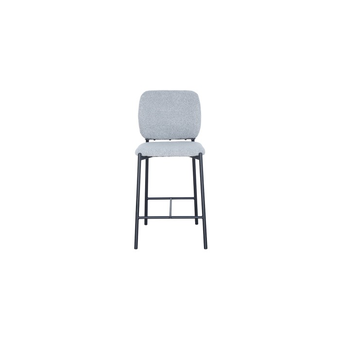 Sedia da banco RITA - Tessuto grigio chiaro - Gambe in metallo nero - Altezza 99 cm - Stile design/industriale