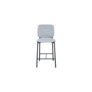 Chaise de comptoir RITA – Tissu gris clair – Pieds en métal noir – Hauteur 99 cm – Style design/industriel