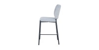 Sedia da bancone RITA – Tessuto grigio chiaro – Piedi in metallo nero – Altezza 99 cm – Stile design/industriale