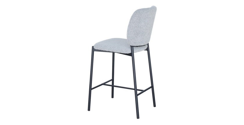 Sedia da bancone RITA – Tessuto grigio chiaro – Piedi in metallo nero – Altezza 99 cm – Stile design/industriale