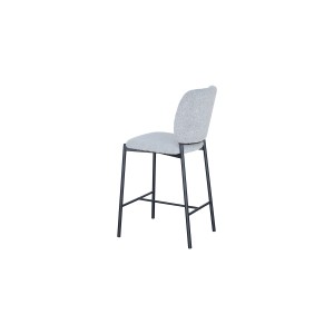 Sedia da bancone RITA – Tessuto grigio chiaro – Piedi in metallo nero – Altezza 99 cm – Stile design/industriale