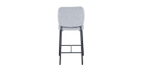 Sedia da bancone RITA – Tessuto grigio chiaro – Piedi in metallo nero – Altezza 99 cm – Stile design/industriale