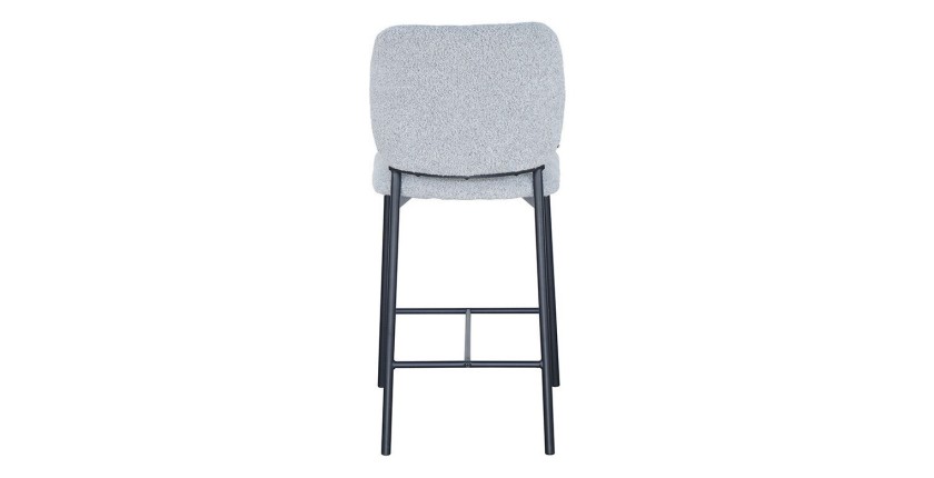 Sedia da bancone RITA – Tessuto grigio chiaro – Piedi in metallo nero – Altezza 99 cm – Stile design/industriale