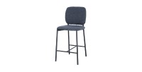 Chaise de comptoir RITA – Tissu gris foncé – Pieds en métal noir – Hauteur 99 cm – Style design/industriel