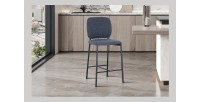 Silla de mostrador RITA – Tela gris oscuro – Patas de metal negro – Altura 99 cm – Estilo diseño/industrial