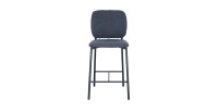Chaise de comptoir RITA – Tissu gris foncé – Pieds en métal noir – Hauteur 99 cm – Style design/industriel
