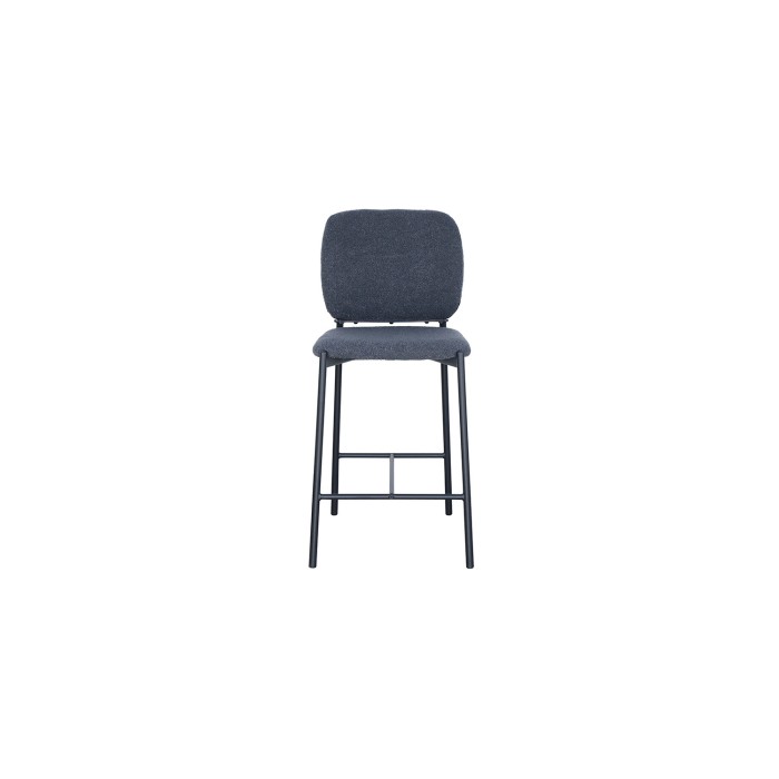 Chaise de comptoir RITA – Tissu gris foncé – Pieds en métal noir – Hauteur 99 cm – Style design/industriel