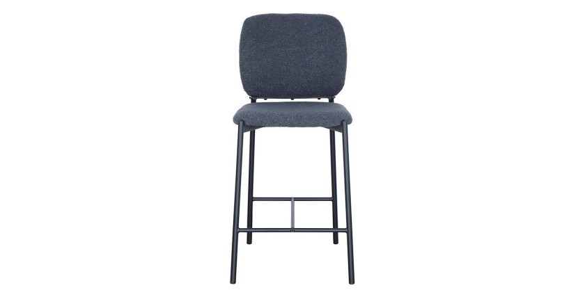 Chaise de comptoir RITA – Tissu gris foncé – Pieds en métal noir – Hauteur 99 cm – Style design/industriel