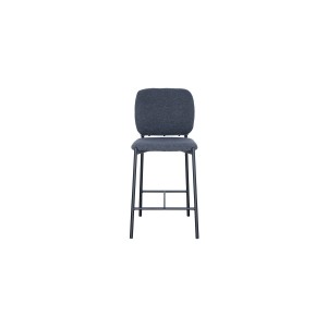 Chaise de comptoir RITA – Tissu gris foncé – Pieds en métal noir – Hauteur 99 cm – Style design/industriel
