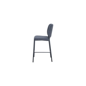 Chaise de comptoir RITA – Tissu gris foncé – Pieds en métal noir – Hauteur 99 cm – Style design/industriel