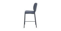 Chaise de comptoir RITA – Tissu gris foncé – Pieds en métal noir – Hauteur 99 cm – Style design/industriel