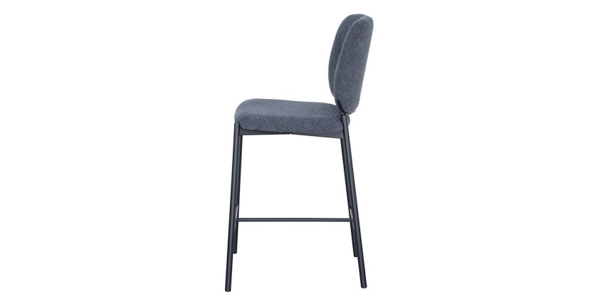 Chaise de comptoir RITA – Tissu gris foncé – Pieds en métal noir – Hauteur 99 cm – Style design/industriel