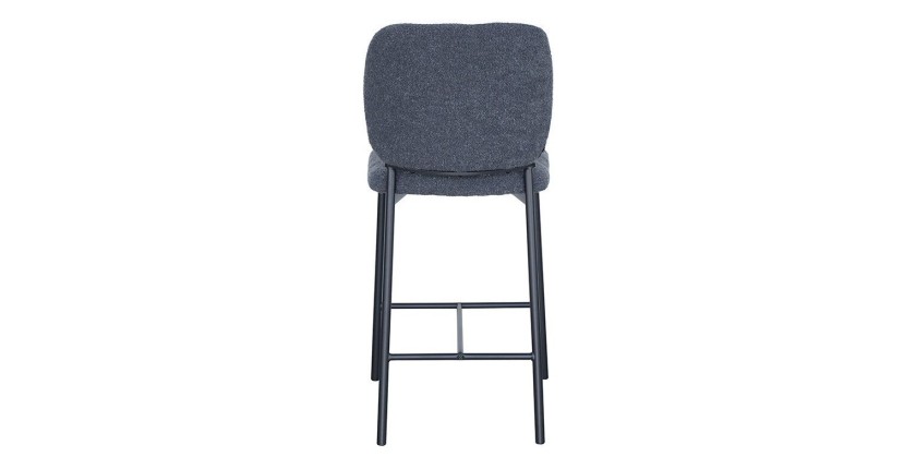 Chaise de comptoir RITA – Tissu gris foncé – Pieds en métal noir – Hauteur 99 cm – Style design/industriel