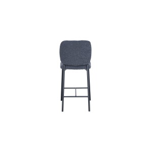 Chaise de comptoir RITA – Tissu gris foncé – Pieds en métal noir – Hauteur 99 cm – Style design/industriel