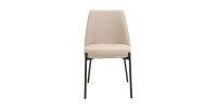 Chaise de salle à manger ELISA – Tissu Stof sable – Pieds en métal noir – Hauteur 83 cm – Style design/industriel