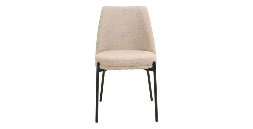 Sedia da pranzo ELISA - Tessuto Stof sabbia - Piedi in metallo nero - Altezza 83 cm - Stile design/industriale
