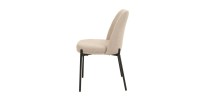 Chaise de salle à manger ELISA – Tissu Stof sable – Pieds en métal noir – Hauteur 83 cm – Style design/industriel
