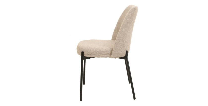 Sedia da pranzo ELISA - Tessuto Stof sabbia - Piedi in metallo nero - Altezza 83 cm - Stile design/industriale