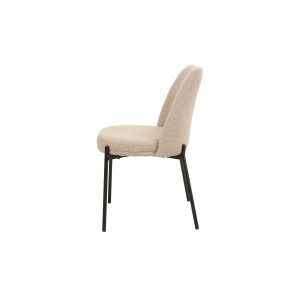 Sedia da pranzo ELISA - Tessuto Stof sabbia - Piedi in metallo nero - Altezza 83 cm - Stile design/industriale