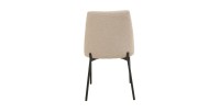 Chaise de salle à manger ELISA – Tissu Stof sable – Pieds en métal noir – Hauteur 83 cm – Style design/industriel