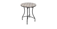 Table de jardin ronde bistrot collection PORTO – Mosaïque décorative – Métal noir – Ø60xH71 cm