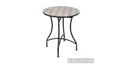 Table de jardin ronde bistrot collection PORTO – Mosaïque décorative – Métal noir – Ø60xH71 cm