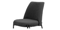 Chaise de salle à manger ELISA – Tissu Stof gris – Pieds en métal noir – Hauteur 83 cm – Style design/industriel