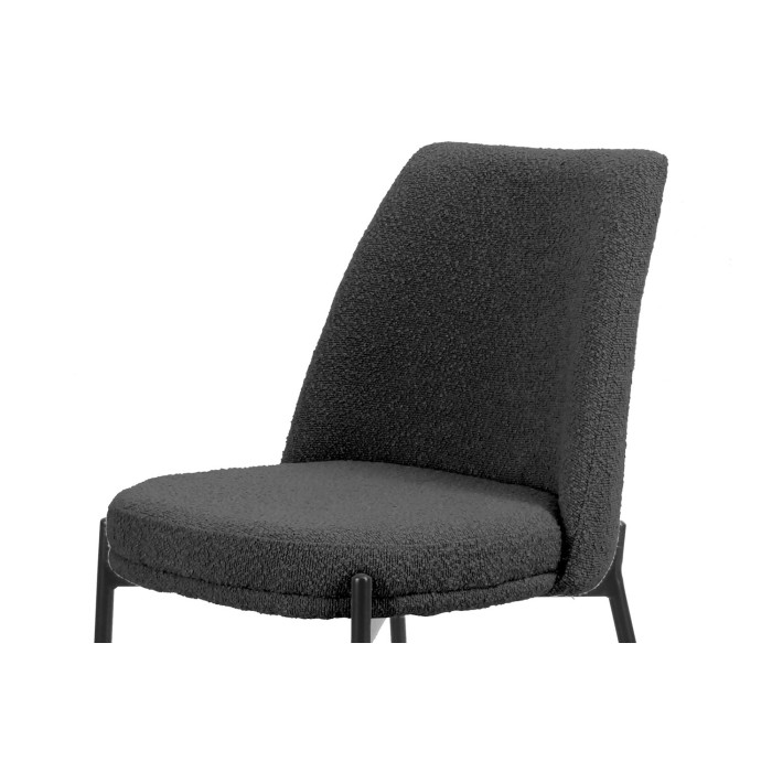 Silla de comedor ELISA – Tela Stof gris – Patas de metal negro – Altura 83 cm – Estilo diseño/industrial
