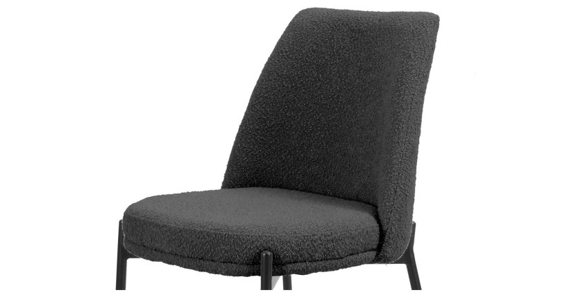 Chaise de salle à manger ELISA – Tissu Stof gris – Pieds en métal noir – Hauteur 83 cm – Style design/industriel