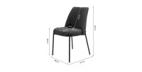 Chaise de salle à manger ELISA – Tissu Stof gris – Pieds en métal noir – Hauteur 83 cm – Style design/industriel