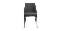 Chaise de salle à manger ELISA – Tissu Stof gris – Pieds en métal noir – Hauteur 83 cm – Style design/industriel
