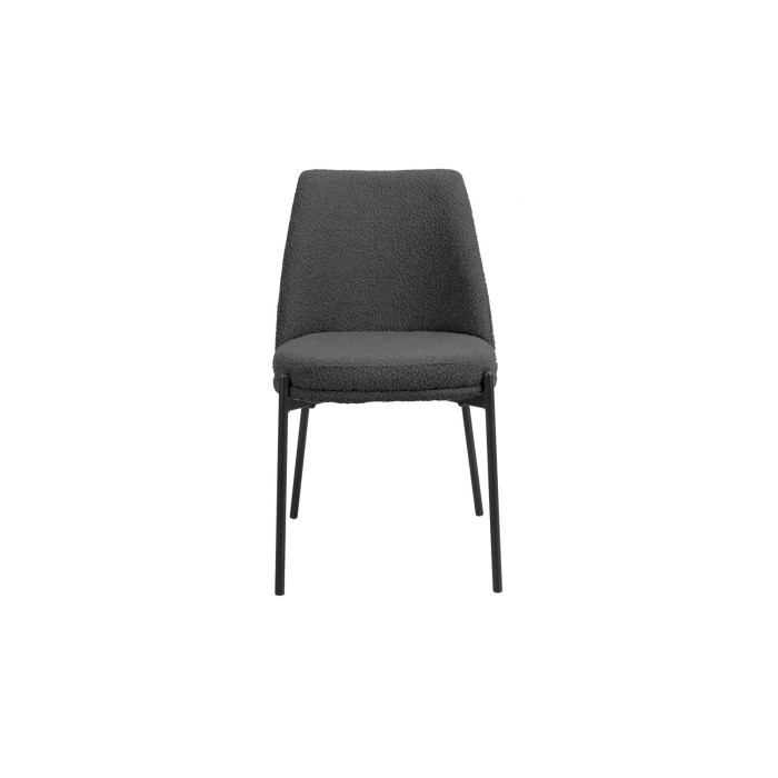 Silla de comedor ELISA – Tela Stof gris – Patas de metal negro – Altura 83 cm – Estilo diseño/industrial
